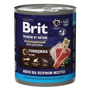 Brit by Nature консервы с говядиной и рисом для взрослых собак всех пород, 850г