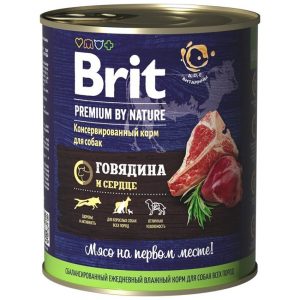 Brit by Nature консервы с говядиной и сердцем для взрослых собак всех пород, 850г