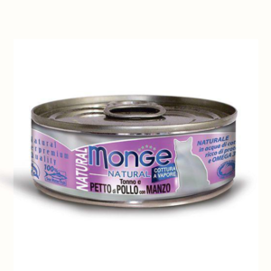 Monge Cat Natural консервы для кошек тунец с курицей и говядиной 80 г.