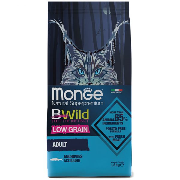 Monge BWild Cat Anchovies корм для взрослых кошек с анчоусами 10 кг