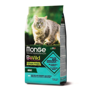 Monge Cat BWild GRAIN FREE беззерновой корм из трески для взрослых кошек 1,5 кг