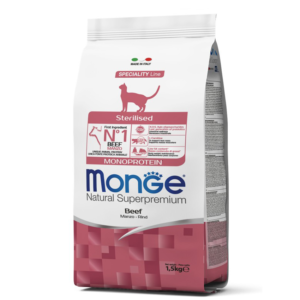 Monge Cat Monoprotein Sterilised Beef корм для стерилизованных кошек с говядиной 1,5 кг.
