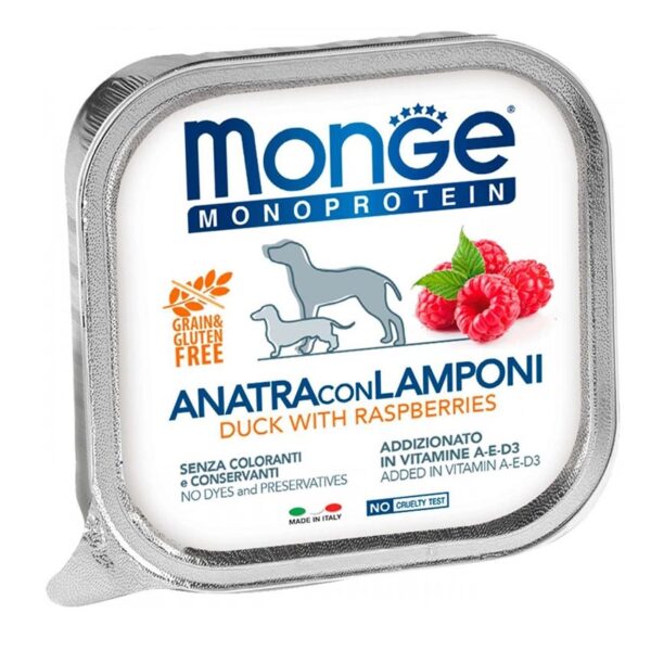 Monge Dog Monoprotein Fruits консервы для собак паштет из утки с малиной 150 г