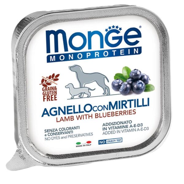 Monge Dog Monoprotein Fruits консервы для собак паштет из ягненка с черникой 150 г