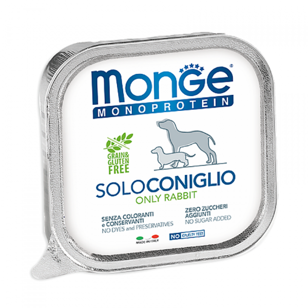 Monge Dog Monoprotein Solo консервы для собак паштет из кролика 150 г