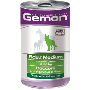 Gemon Dog Medium консервы для собак средних пород кусочки ягненка с рисом 1250 г