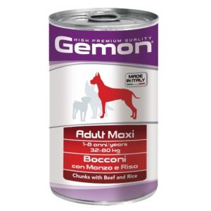 Gemon Dog Maxi консервы для собак крупных пород кусочки говядины с рисом 1250 г