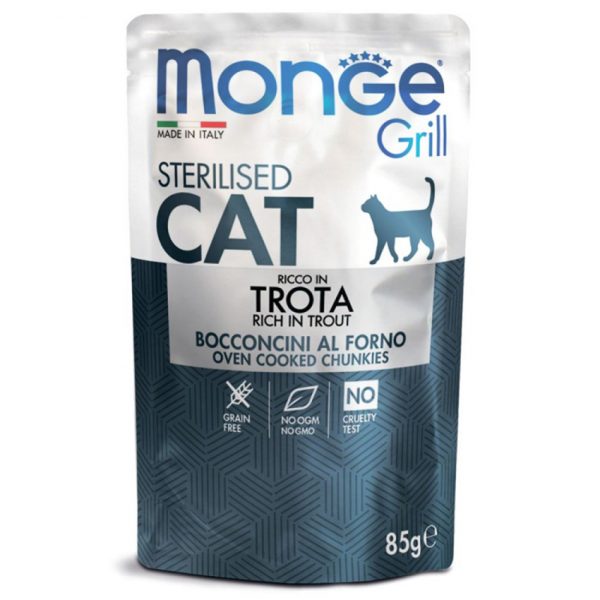 Monge Cat Grill Pouch паучи для стерилизованных кошек итальянская форель 85 г
