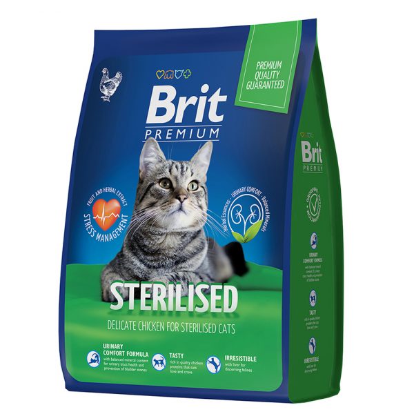 Brit Premium Cat Sterilized Chicken сухой корм премиум класса с кур д/вз Стерил кошек 0,8 кг.