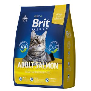 Brit Premium Cat Adult Salmon. Полнорационный сухой корм премиум класса с лососем для взрослых кошек 0,8 кг.
