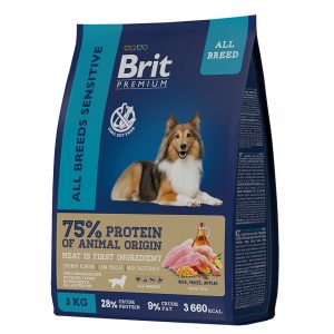 Brit Premium Dog Sensitive. с ягнен. и инд. д/взр. собак всех пород с чувств. пищевар, 3 кг.