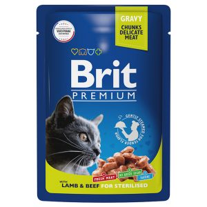Brit Premium Пауч для взрослых кошек ягненок и говядина в соусе 85 г