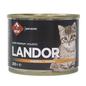 LANDOR Полнорационный влажный корм для котят индейка с тыквой 0,2 кг