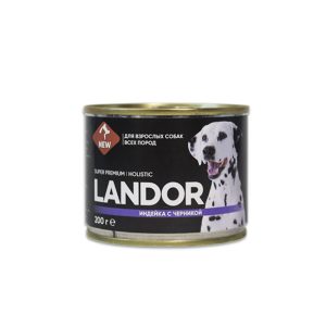 LANDOR Полнорационный влажный корм для собак всех пород индейка с черникой 0,2 кг
