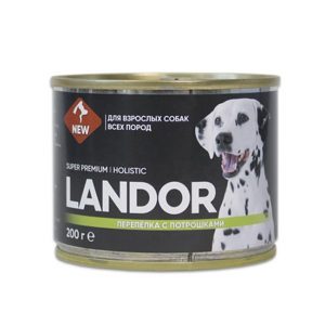 LANDOR Полнорационный влажный корм для собак всех пород перепелка с потрошками 0,2 кг