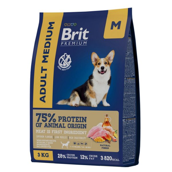 Brit Premium Dog Adult Medium с кур. д/вз.собак ср.пород 15 кг.