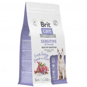BRIT CARE, Сухой корм с инд и ягн д/соб.вс.пор."Dog Adult Sensitive Healthy Digestion",1.5кг