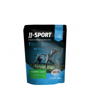 JJ-SPORT Сухой корм для взрослых собак "Спринт" с говядиной, крупная гранула 0,4 кг